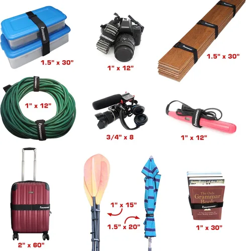 Vista 5 de Correas de Cierre de Terciopelo 2" x 60" - Paquete de 4, Gancho y Bucle de Microfibra Suave al Tacto Reutilizable