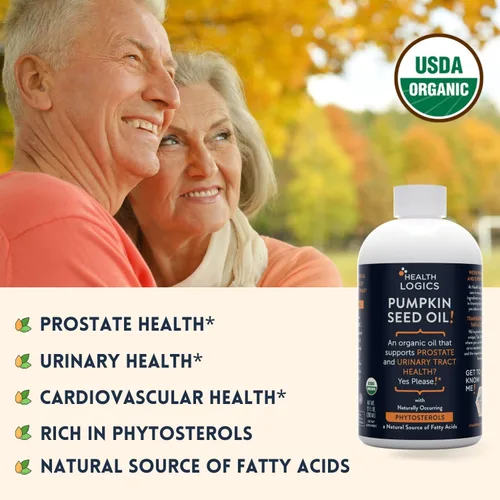 Vista 5 de Health Logics Aceite de semilla de calabaza de 12 onzas orgánico prensado en frío Vegetariano, sin OMG, sin gluten Seguro para cocinar Apoya