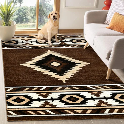 Vista 26 de YHSF South West - alfombra nativa americana del suroeste, fácil de limpiar, gruesa, suave y duradera, alfombra tribal inspirada en indios americanos