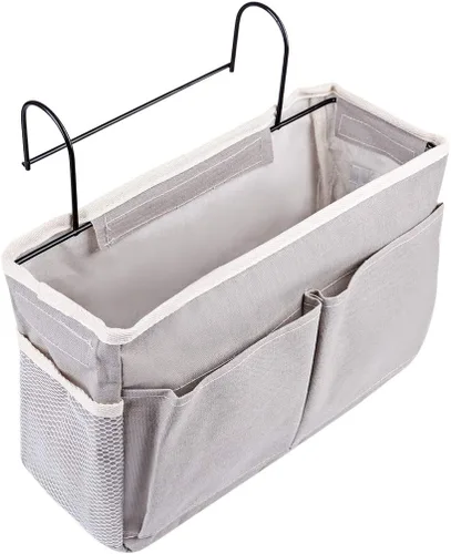 Vista 5 de Kedoung - Paquete de 2 organizadores de mesita de noche para colgar con gancho, bolsillo de almacenamiento para cama para dormitorio, habitación