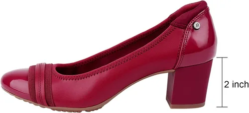 Vista 3 de JENN ARDOR Zapatos de tacón grueso de ballet para mujer con punta redonda, tacón cuadrado medio, zapatos de tacón suave sin cordones para oficina