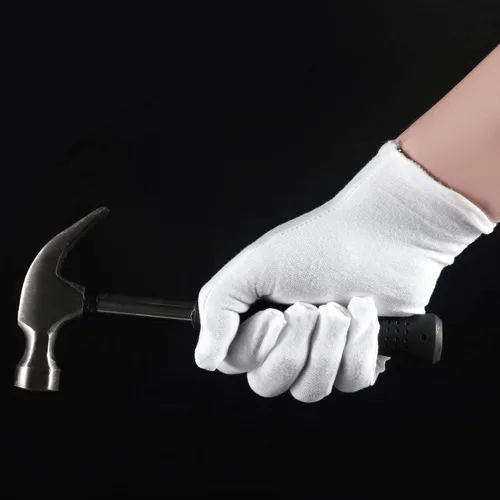 Vista 3 de 12 pares de guantes de algodón blancos para servir, inspección, disfraz - Guantes de tela para manos secas, eccema, SPA hidratante