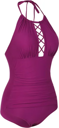 Vista 6 de Firpearl Traje de baño de una pieza para mujer, cuello alto, fruncido, control de abdomen