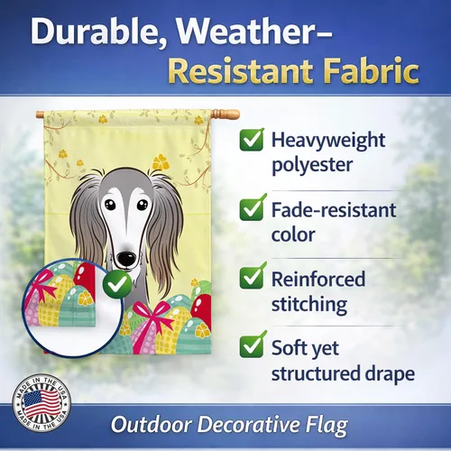 Vista 201 de Caroline's Treasures BB1923GF Bandera decorativa para jardín con diseño de Border Collie, para caza de huevos de Pascua, para jardín, jardín, patio