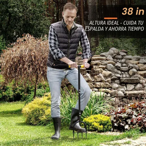 Vista 5 de Colwelt Herramienta Aireadora de Césped de 38 pulgadas, Aireador de Púas de Césped de Servicio Pesado para Aireación de Suelo Compactado
