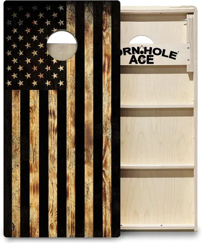 Vista 12 de ACE PRO American Flag Cornhole Board Set - No Bounce! Triple Wide Legs, 3/4" Baltic Birch Plywood, Handles, Regulation Size (4x2ft), Tournament