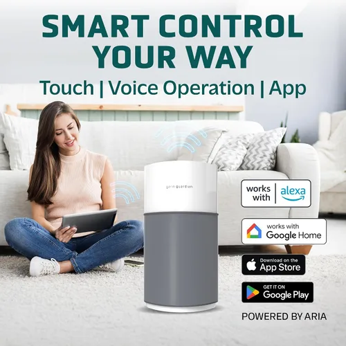 Vista 8 de GermGuardian AirSafe XL - Purificador de aire inteligente para el hogar con filtro HEPA puro, prefiltro de tela, habitaciones grandes de hasta 1680