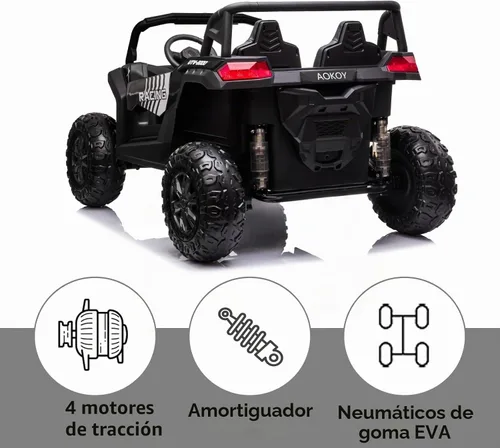 Vista 5 de Juguetes de paseo de 24 V para niños grandes, capacidad máxima de peso de Negro