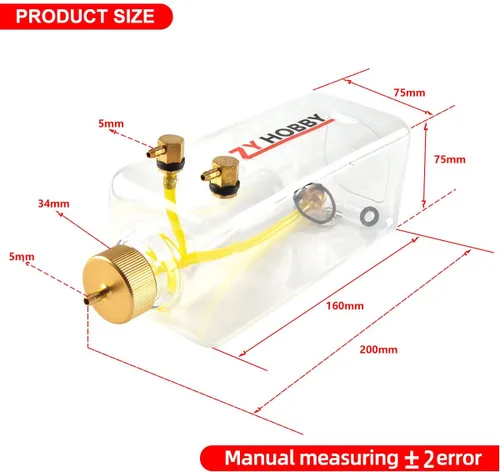 Vista 3 de ZYHOBBY Tanque de combustible RC 1000ML, botella de combustible de gas RC con plástico transparente para modelo de avión RC en EE. UU