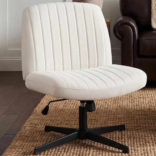 Vista 13 de DUMOS Silla cruzada con patas cruzadas, silla de tocador sin ruedas 2-Base doble beige