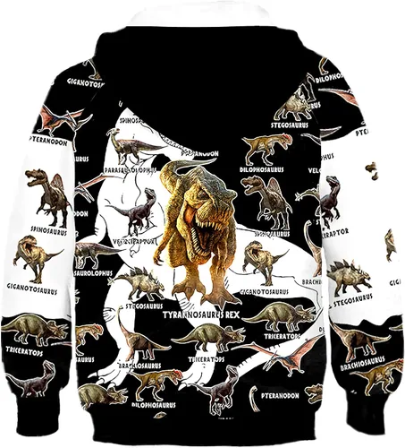 Vista 2 de CHAOS MONKEY Sudaderas con capucha unisex de dinosaurio 3D para niños con estampado 3D con bolsillo