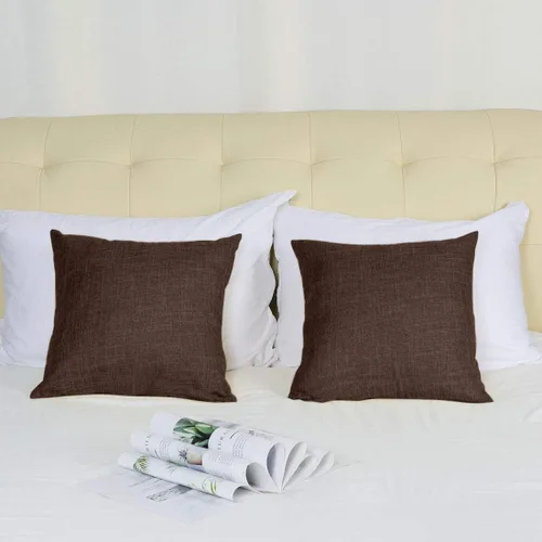Vista 3 de uxcell Paquete de 2 fundas de almohada de lino, fundas de cojín de lino con forro de algodón en blanco, fundas de almohada cuadradas decorativas