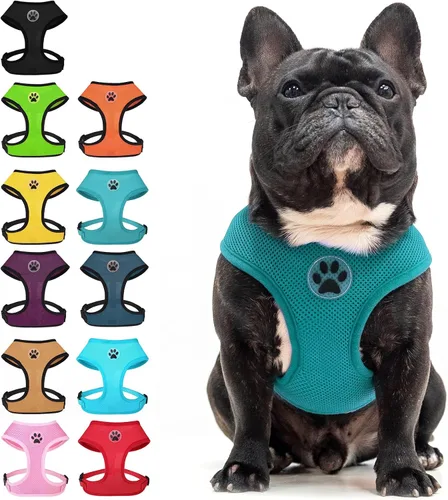 Vista 21 de BINGPET Arnés para perro sin tirones, arnés de chaleco tipo step-in de malla para todo clima para perros pequeños, arnés de malla transpirable