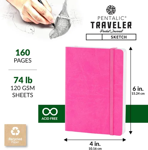 Vista 3 de Cuaderno de bocetos Travelers Dot Grid Pentalic Art, libre de ácidos