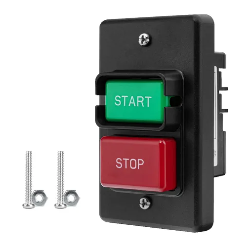 Vista 10 de Powertec Interruptor de seguridad para herramientas eléctricas de doble salida - Interruptor de paleta de 120V 15A con cerradura de llave