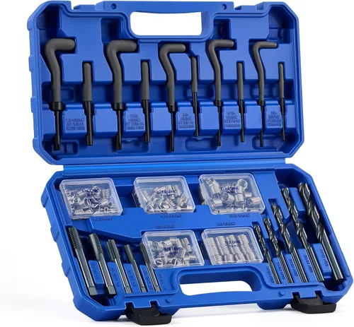 Vista 17 de Kit de reparación de roscas Helicoil de Orion Motor Tech, juego de herramientas de reparación de roscas de 1/4"-20 con broca HSS y 30 insertos