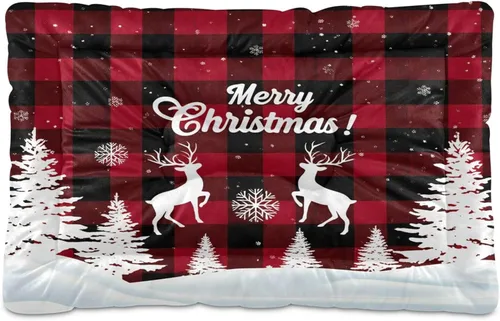 Vista 7 de Almohadilla de cama para mascotas con estampado de vaca 3D, tapete suave para cama de perro con parte inferior antideslizante, almohadilla de jaula