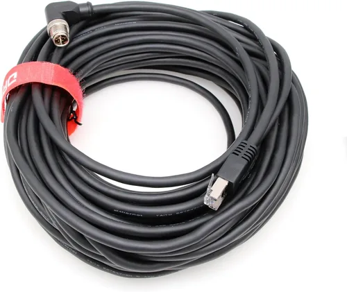 Vista 8 de Cable Ethernet Cat6 de 8 pines a RJ45 con código X M12 en ángulo de 90° para aplicaciones de red industrial Cognex (1M)