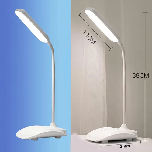 Vista 7 de Lámpara de escritorio LED con carga USB, lámpara de mesa para escuela, hecha de plástico (blanco)