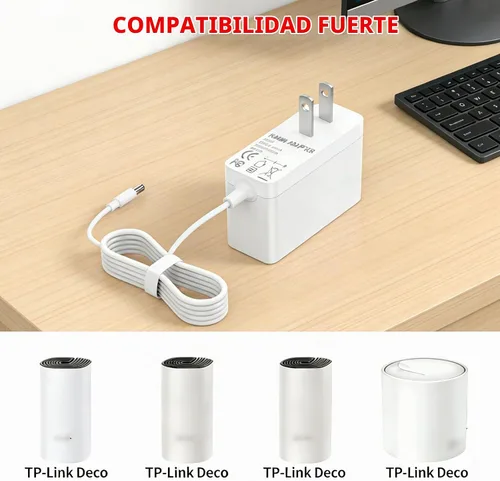 Vista 5 de MEROM - Cable de alimentación compatible con TP-Link Deco Mesh WiFi System Modelos S4 M3