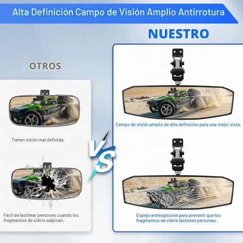 Vista 6 de SHEJISI Espejo retrovisor UTV, espejo retrovisor para Polaris Ranger compatible con Polaris Ranger 500 570 900 XP 1000XP / Crew, posición ajustable