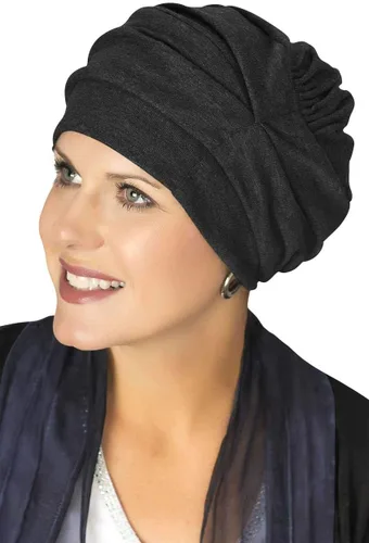 Vista 2 de Trinity Turbante 100% algodón - ¡3 estilos en uno! Sombreros encorvados para quimioterapia, para pacientes con cáncer.