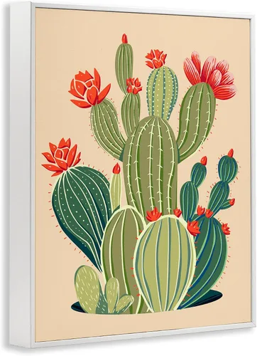 Vista 2 de Stupell Industries Arte giclée enmarcado con vegetación de cactus caprichoso, diseño de Ziwei Li Enmarcado en blanco