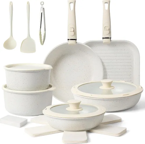 Vista 11 de Sartén antiadherente de 8 pulgadas con tapa, sartén híbrida antiadherente de acero inoxidable con mango de enfriamiento permanente, sin PFOA,