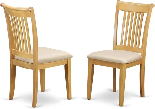 Vista 3 de East West Furniture ANPO3-OAK-C Juego de mesa y sillas de cocina de 3 piezas contiene una mesa de comedor redonda con pedestal y 2 sillas tapizadas