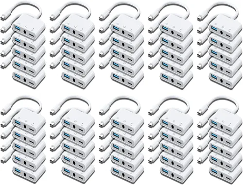 Vista 9 de Adaptador de Aux a USB C a USB, Adaptador OTG USB 3-en-1 con Adaptador de Audio USB C a 3.5mm y Puerto de Carga Rápida PD de 60W, Compatible