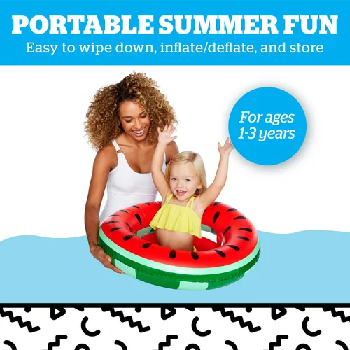 Vista 5 de Flotador grande de sandía para bebés, anillo de natación inflable para bebés y niños pequeños de 1 a 3 años, flotador de agua para principiantes