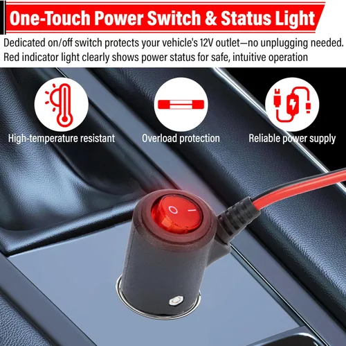 Vista 4 de BFXM Enchufe de encendedor de cigarrillos de 12 V con interruptor de encendido y apagado, adaptador de enchufe macho de repuesto automotriz de 16
