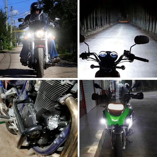 Vista 5 de Ourbest Luz de motocicleta, 12 V 24 V alto/bajo/estroboscópico motocicleta auxiliares luces ATV UTV Bicicletas Dirt Bike Led niebla luces