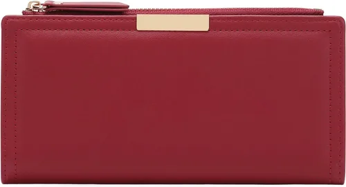 Vista 10 de Cartera BVEOGMRO para mujer de cuero con bloqueo RFID, gran bipliega con múltiples ranuras para tarjetas, con cierre, soporte para tarjetas