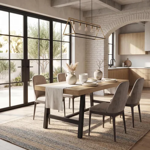 Vista 15 de GarveeHome Mesa de comedor extensible de 63 a 83 pulgadas, mesa de comedor rectangular industrial para 6-8 personas, mesa de cocina expandible