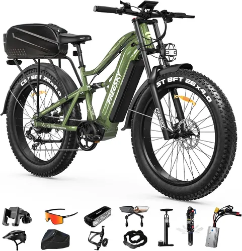 Vista 12 de FREESKY Bicicleta eléctrica para adultos, motor BAFANG de 4000W, batería LG Negro clásico