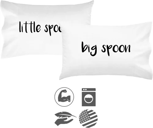 Vista 11 de Oh, Susannah Big Spoon Little Spoon V1 - Fundas de almohada para parejas, regalo de boda o compromiso, para parejas, novio, fundas de almohada