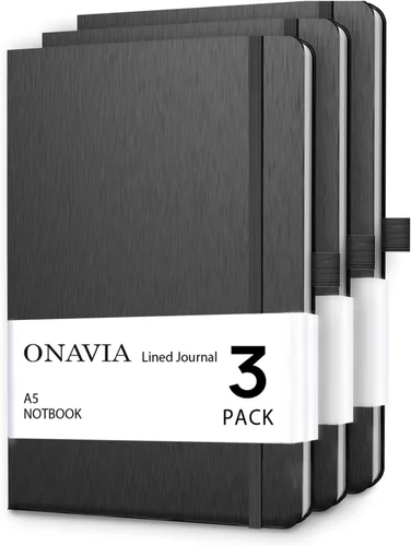 Vista 7 de ONAVIA Cuaderno rayado A5, cuaderno de notas con rayas universitarias de 7mm, diario para escribir, trabajo, escuela, viajes y toma de notas, tapa