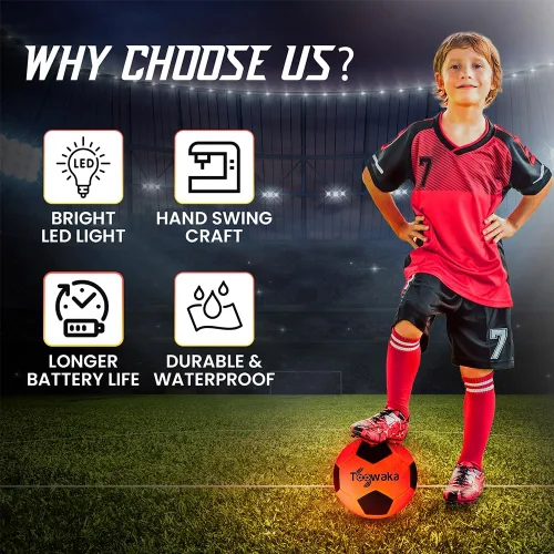 Vista 3 de Light up Soccer Ball,Glow in The Dark Soccerball with LED Lights Pre-Installed-Batteries Included
