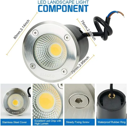 Vista 7 de Paquete de 12 luces RGB de paisaje, 10 W que cambian de color RGB luces de paisaje de bajo voltaje, luces LED de paisaje para fiestas, exteriores