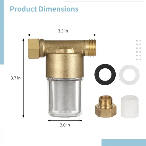 Vista 4 de yeesport Filtro de sedimentos para manguera de jardín, filtro de agua en línea, filtro de agua a máquina para calentador de agua eléctrico, ducha
