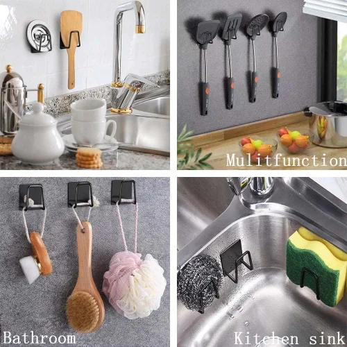 Vista 4 de ESINAM 2 piezas de soportes para esponjas para fregadero de cocina, soporte para esponja pequeño con adhesivo fuerte, organizador de fregadero