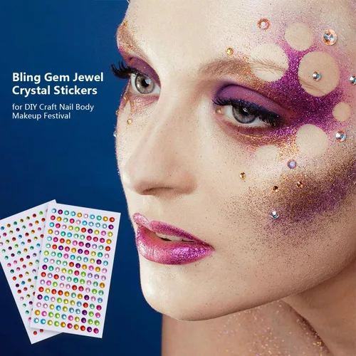 Vista 5 de Calcomanías de diamantes de imitación autoadhesivas, 1141 piezas de gemas para manualidades, calcomanías de cristal brillantes para manualidades