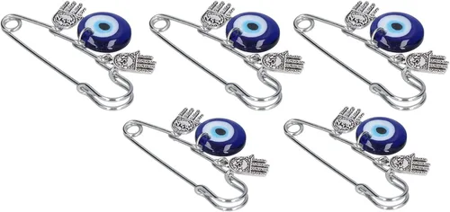 Vista 9 de 5 pines de mal de ojo, broche de hierro y aleación, diseño único de buena suerte, pines de seguridad para hombres, mujeres, fiestas en casa, citas