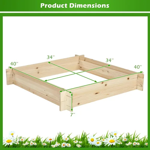 Vista 9 de GIANTEX Cama de jardín elevada de madera, 40 x 40 pulgadas, maceta cuadrada de madera de abeto con base abierta para verduras, flores, hierbas
