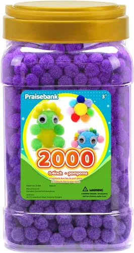Vista 51 de Praisebank Pompones Negros - 2000 piezas, 1cm, Ideales para Artes y Manualidades, Bolas de Pompón en Frasco