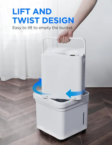 Vista 8 de Midea Cube - Deshumidificador de 20 pintas para sótano, hasta 1,500 pies cuadrados. Deshumidificador con manguera de drenaje, Certificado ENERGY