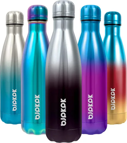 Vista 110 de [Usado] BJPKPK Botella de agua pequeña aislada de 12 onzas, frasco a prueba de A-azul