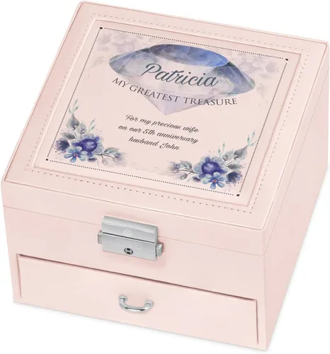 Vista 2 de Maverton Almacenamiento de joyas rosa Elegante caja personalizable para una mujer encantadora Joyero con sobreimpresión Para ella Mamá