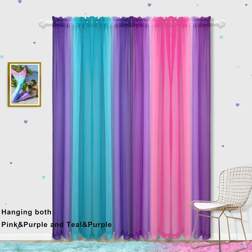 Vista 3 de KOUFALL - Cortinas cortas transparentes de 45 pulgadas de largo para decoración de baño, juego de 2 paneles con bolsillo para barra, cortinas